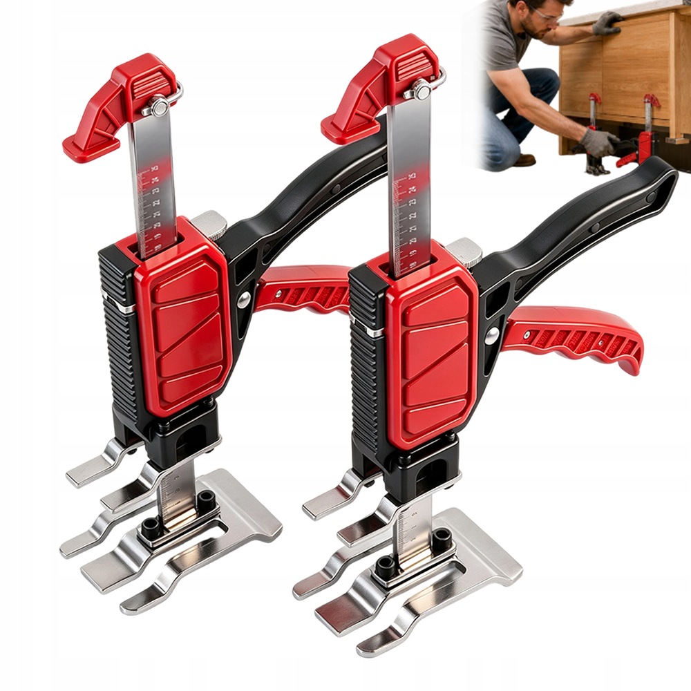 Červený Truhlářský Zvedák S Nastavitelnou Výškou Z Nerezové Oceli 25 CM