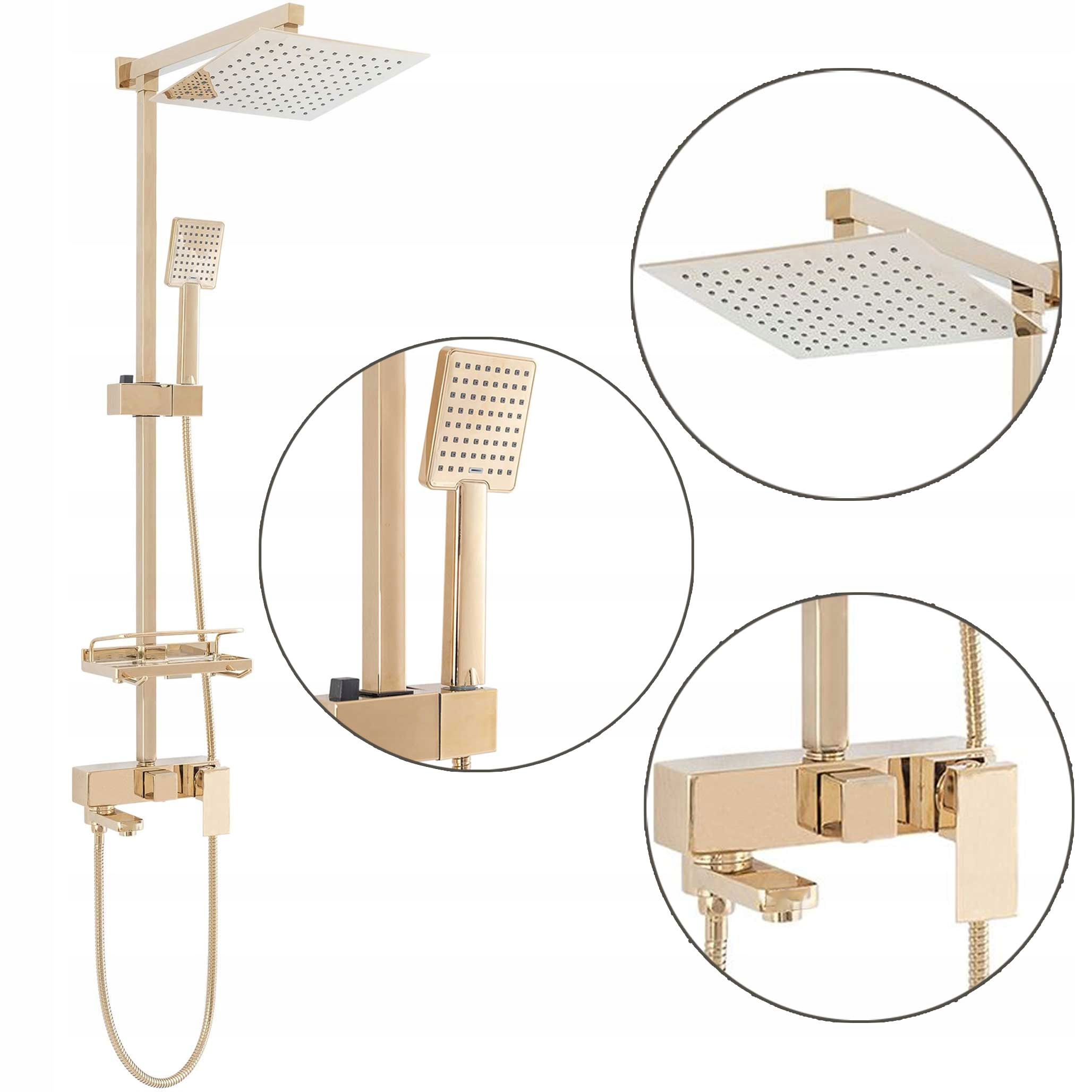 Nástenný sprchový set Zlatý Rea Jack Pohyblivý výtok