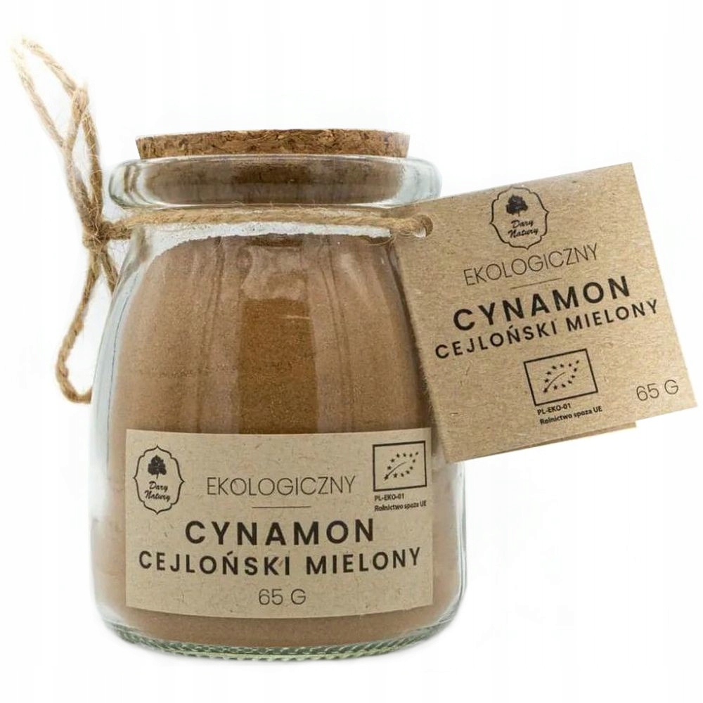 CYNAMON CEJLOŃSKI MIELONY EKOLOGICZNY eko 65g W SŁOICZKU SŁOIKU DARY NATURY