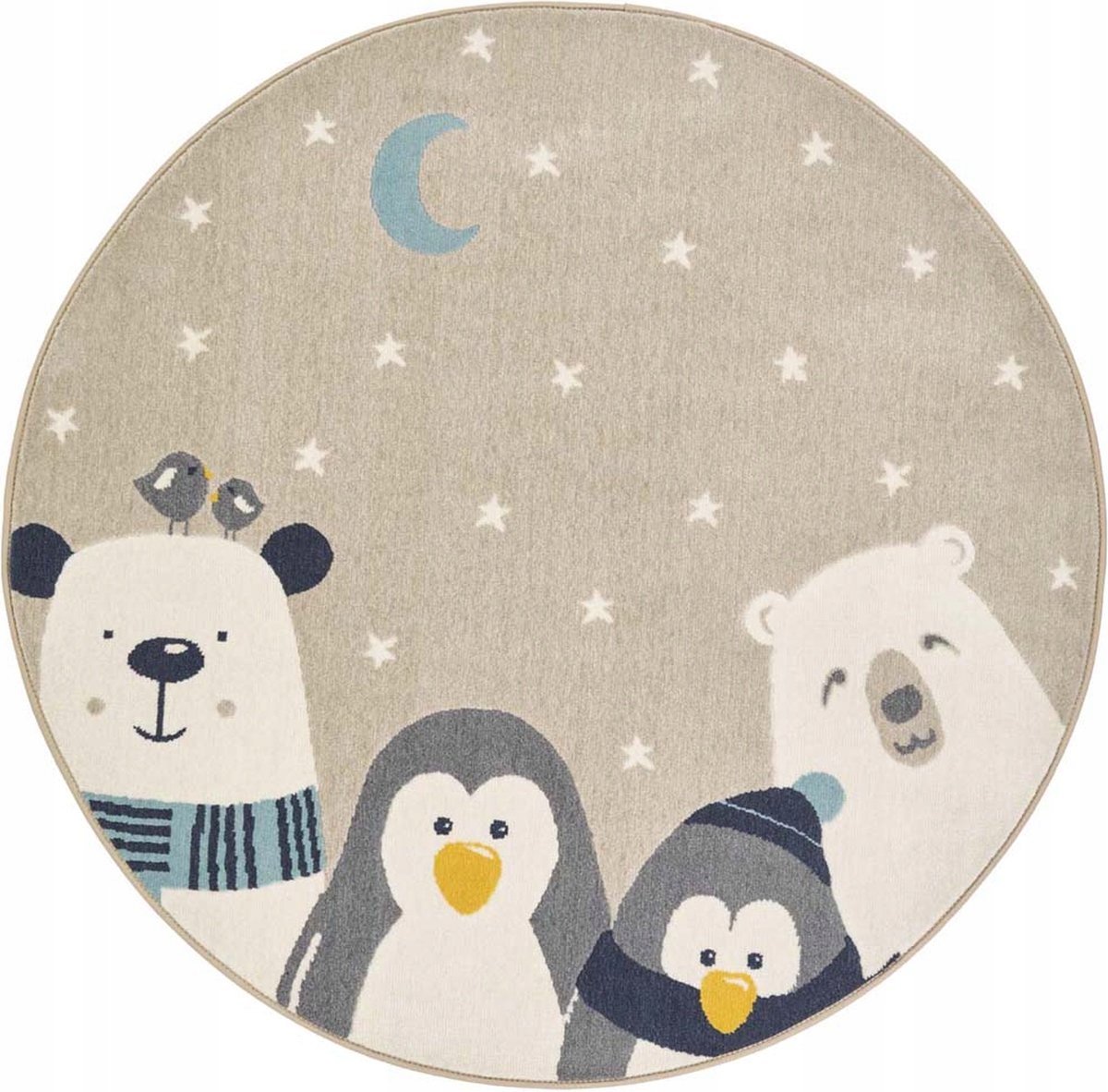 Detský koberec okrúhly 120 cm, polárne zvieratá, mäkký vlas