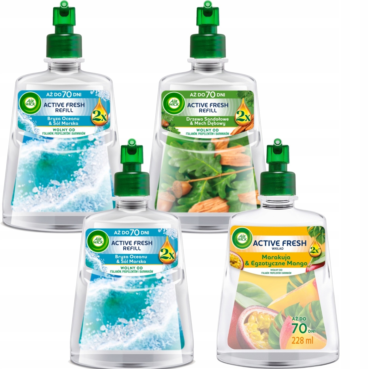 Air Wick Active Fresh Sada MIX Náplní Do Osvěžovače Vzduchu 4 X 228 ML