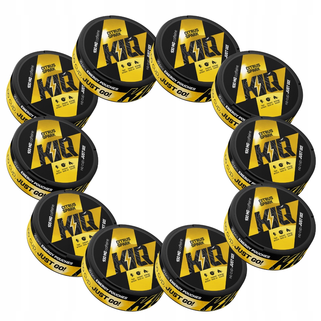 Woreczki z kofeiną o smaku Citrus Spark Bez Cukru Kiq Energy 100mg kofeiny