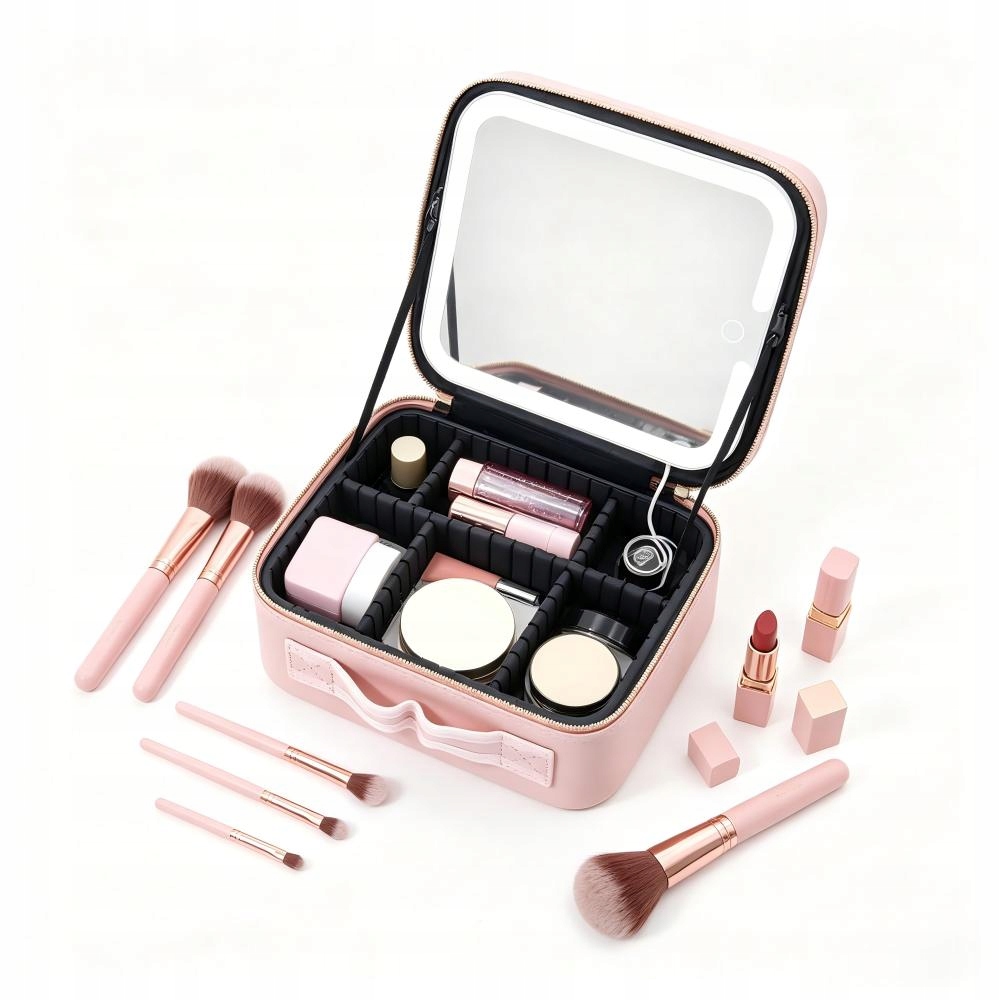 Kosmetická Taška S Led Zrcátkem, Kožená Jako Dárek, Kufřík, Make-up