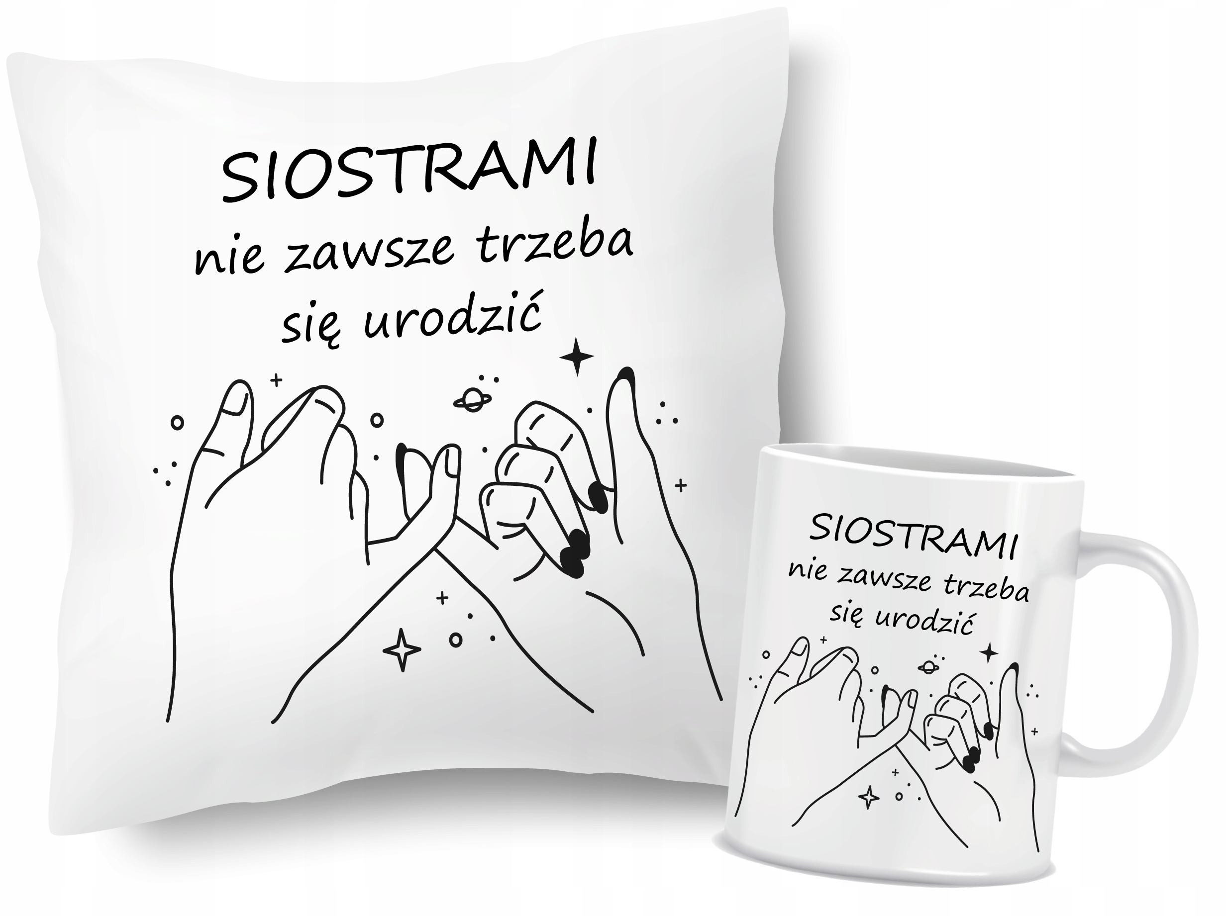 

Zestaw poduszka kubek Przyjaciółki Siostrami nie