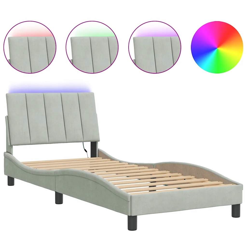 Rám postele s Led podsvícením světle šedý 218 x 95 x 74,5 cm