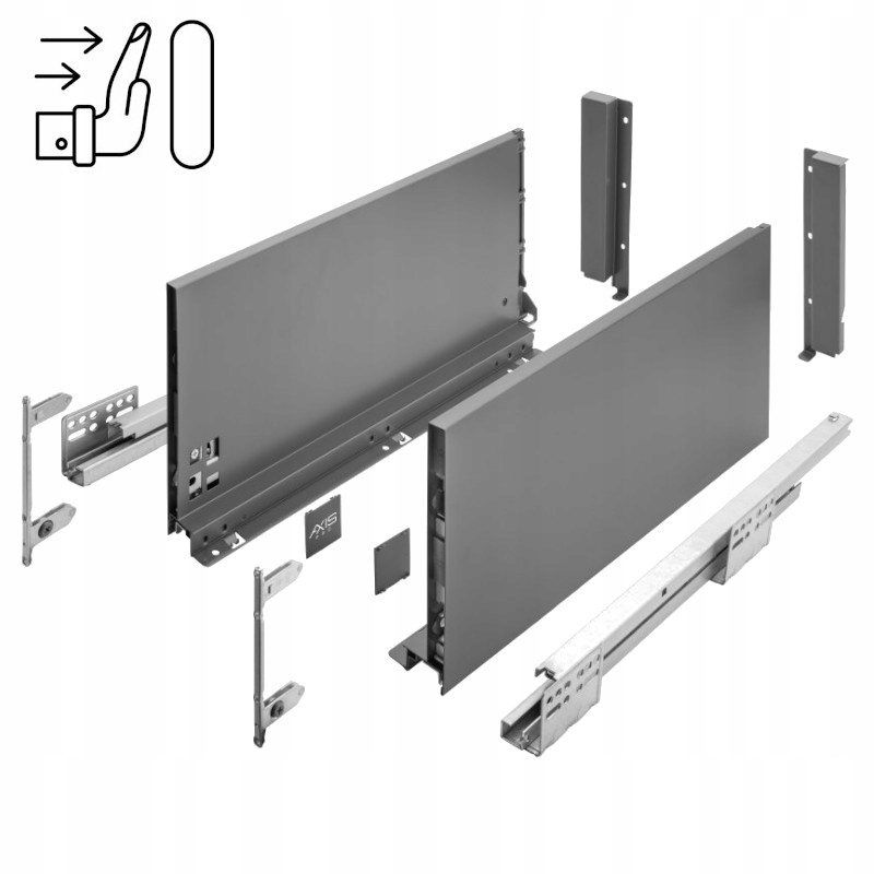 Szuflada Gtv Axis Pro push to open antracyt 350 mm b. wysoka L350 H199 40kg
