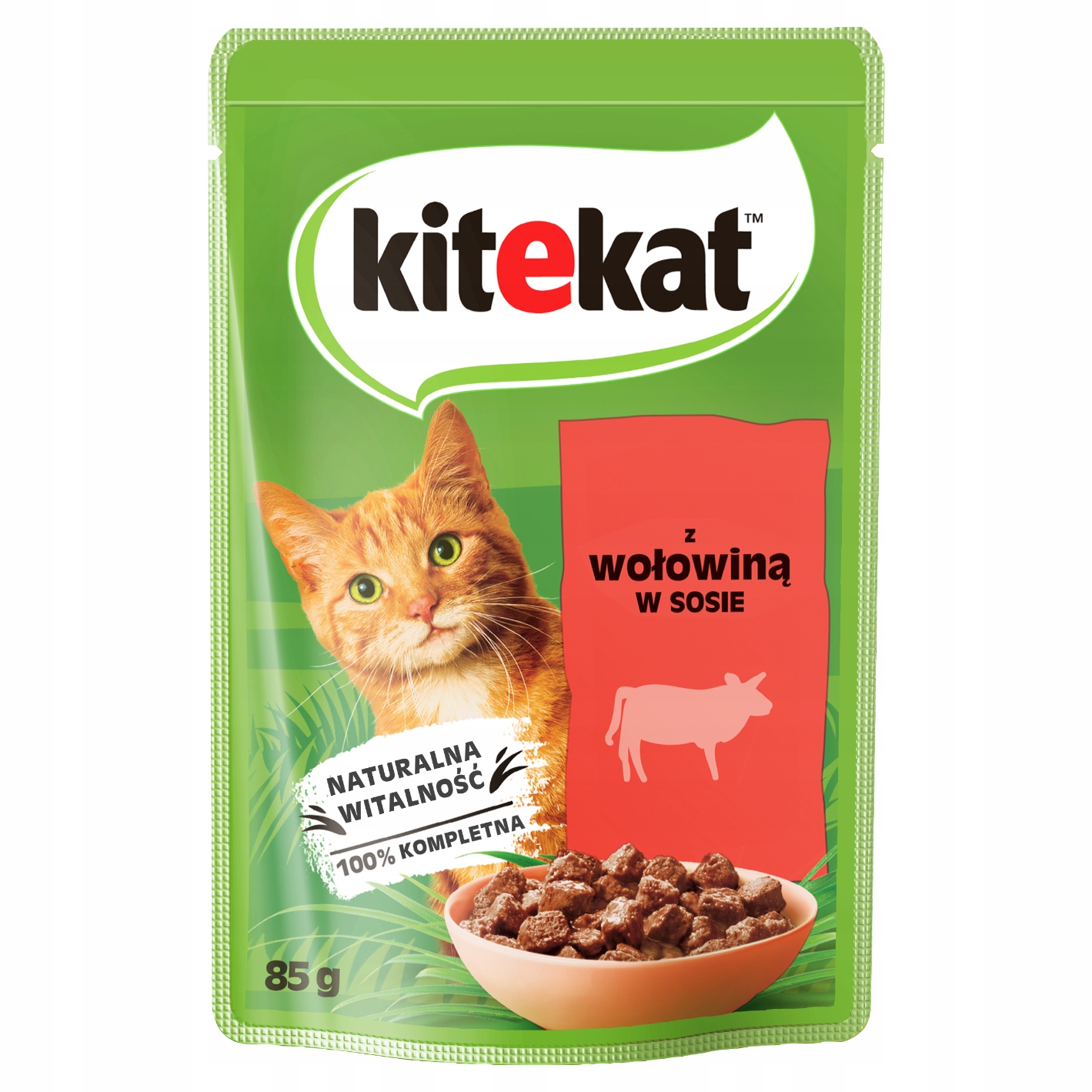 Levně 17x Kitekat Krmivo Kompletní krmivo pro kočky Hovězí maso v omáčce 85 g