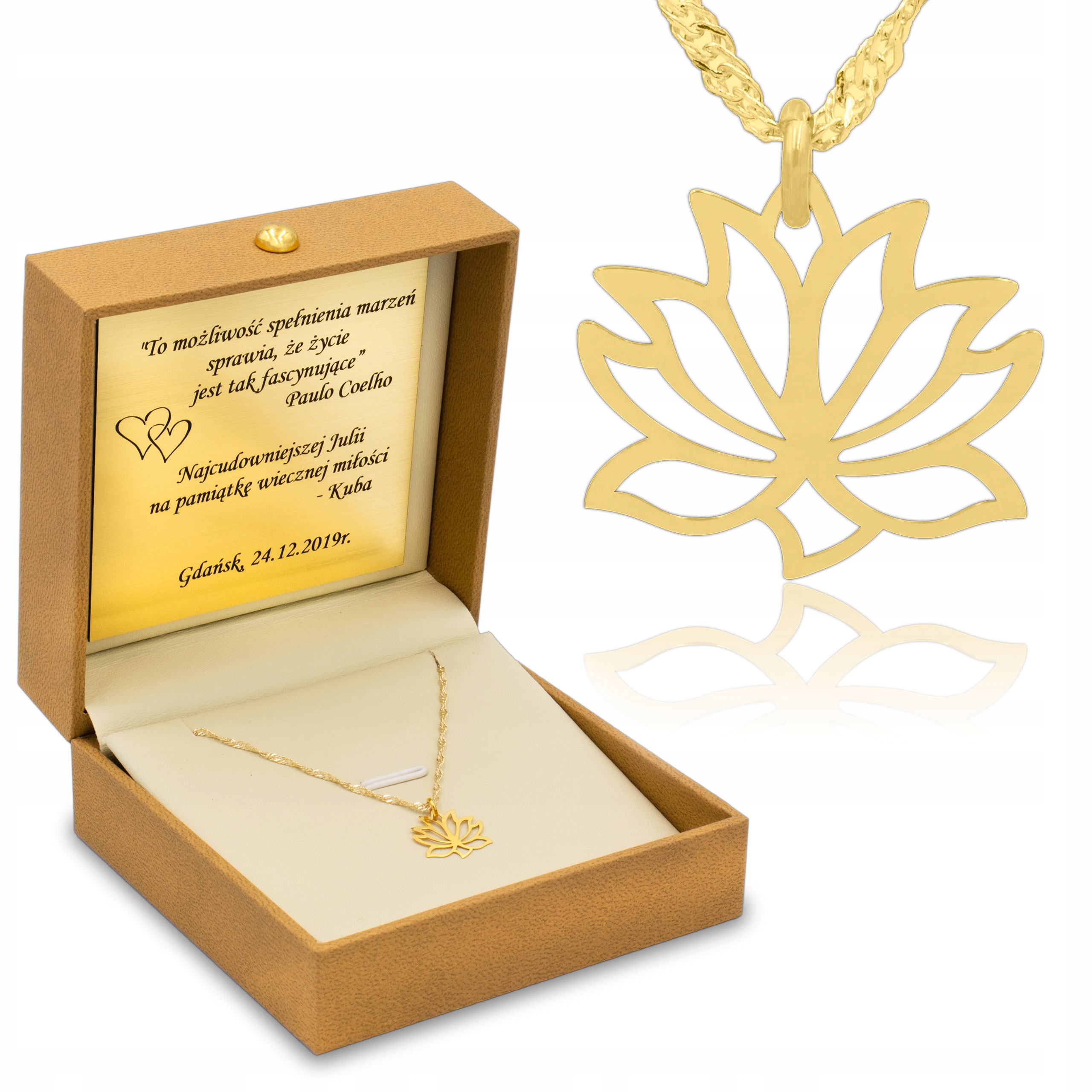 

Naszyjnik złoty Kwiat Lotosu pr. 585 z Grawerem