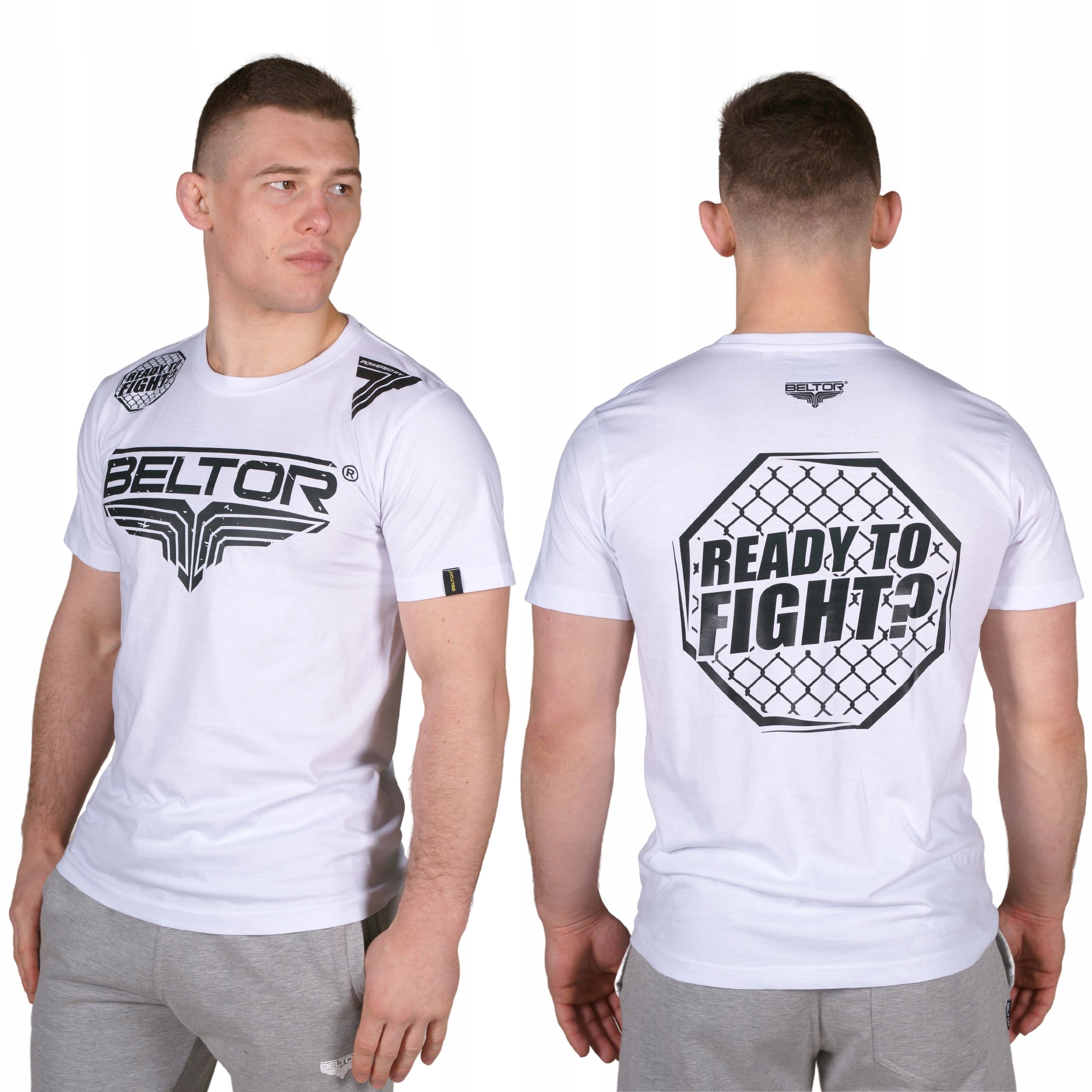 Beltor Koszulka Męska Octagon T-shirt Sportowy Rozmiar XXL Bawełna Biały