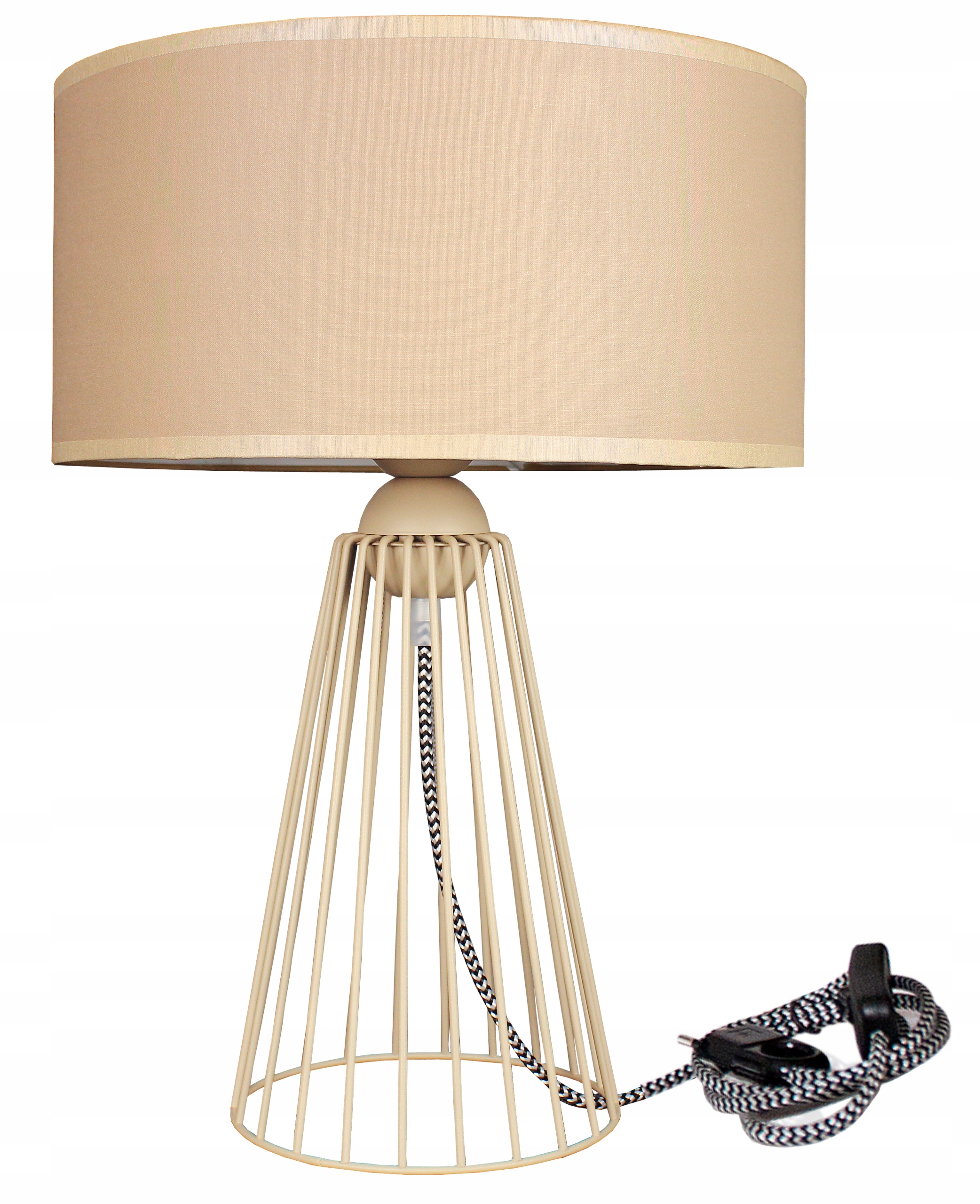 Lampa stolní noční lampa Mona Abażur Led drátěný rám stínidlo béžová lampa