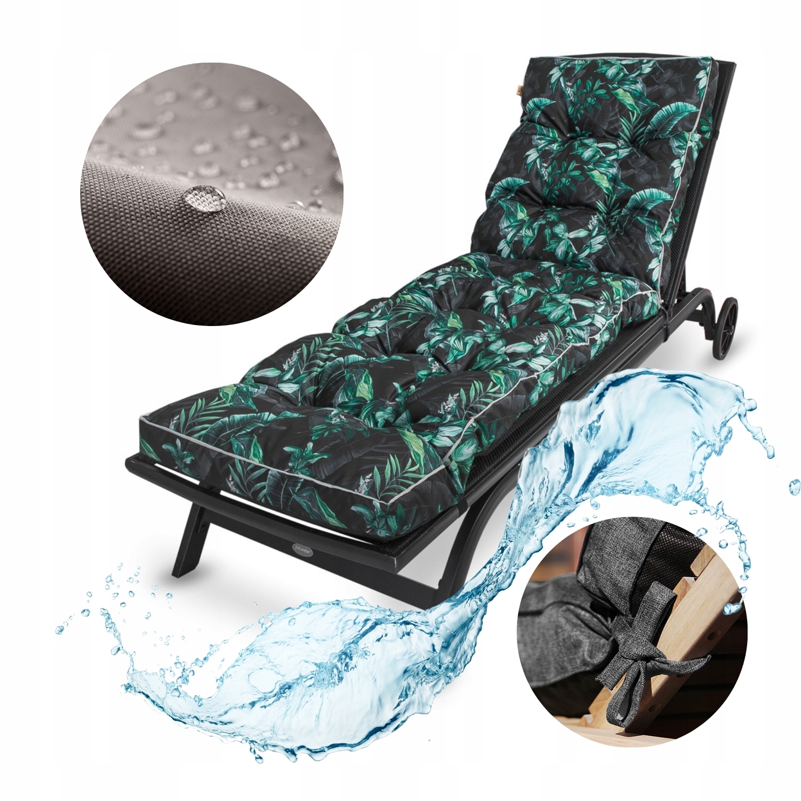 Vankúš na záhradné ležadlo Vodotesná prešívaná stolička Blomster Darček