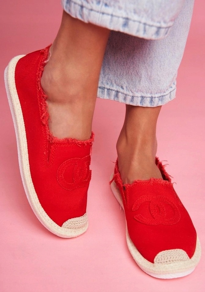 Super wygodne ESPADRYLE DAMSKIE wsuwane Materiałowe Czerwone r38 Marka inna