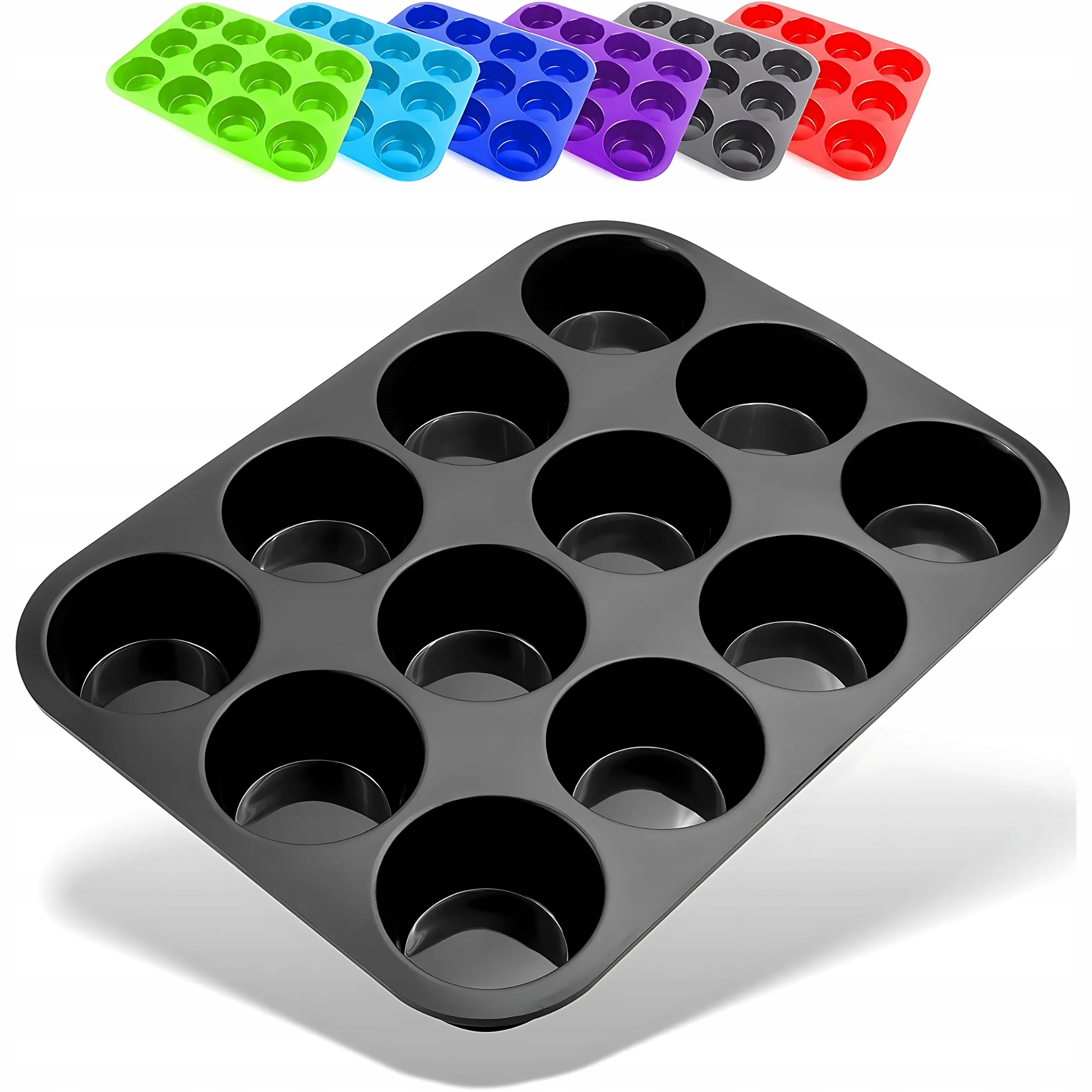 Silikonová Forma Na 12 Muffinů, Nepřilnavá, Černá