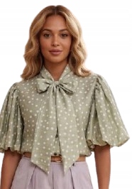 Elegantní Halenka S Puntíky A Zavazováním – Retro Vintage Styl – Pink Black Itali