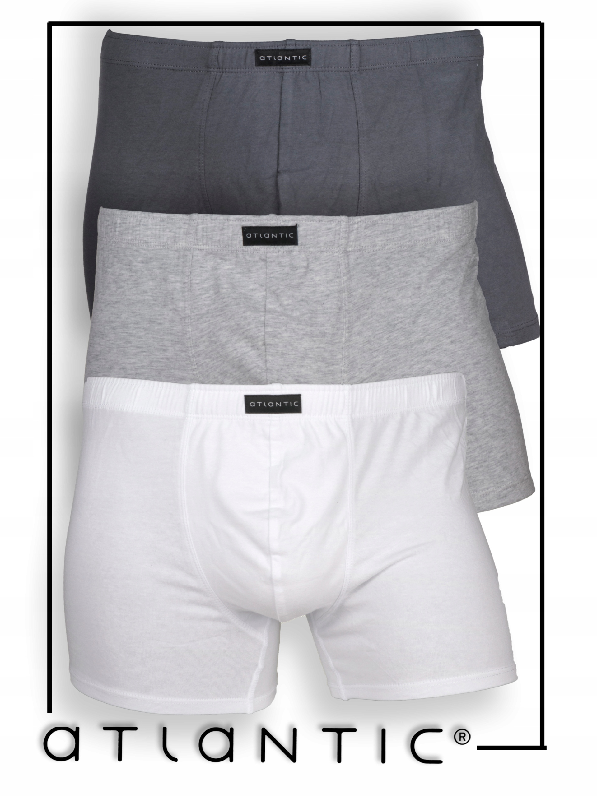 ATLANTIC Szorty 3MH-007 bawełna 3 pak gr/bi/sza L Rozmiar L