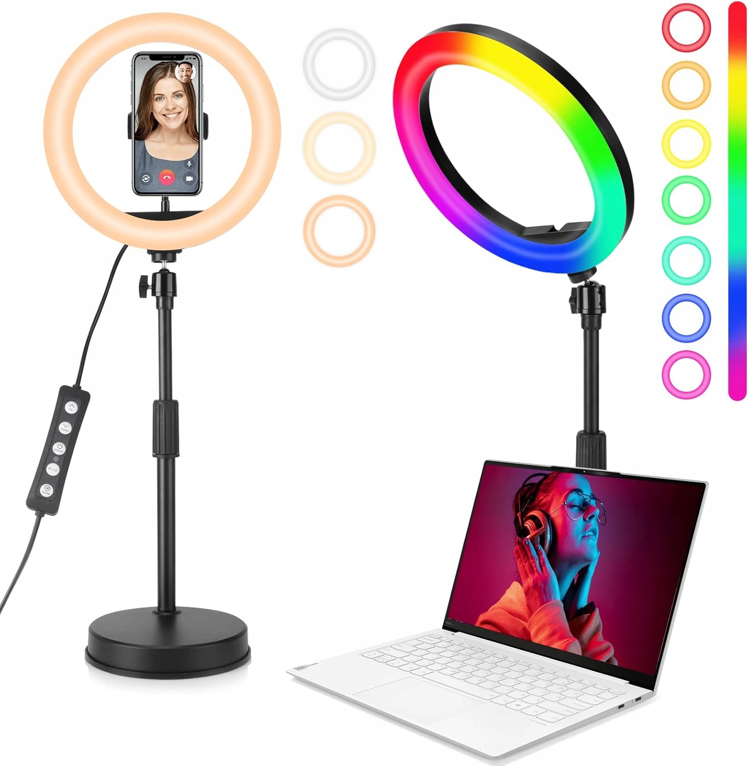 kruhová lampa Led 10" 26 režimů Rgb 3 světla pro nastavení výšky 4