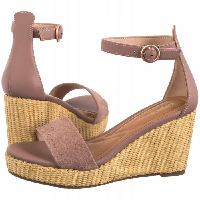 Dámské kožené sandály na platformě Pepe Jeans Wayna Béžové
