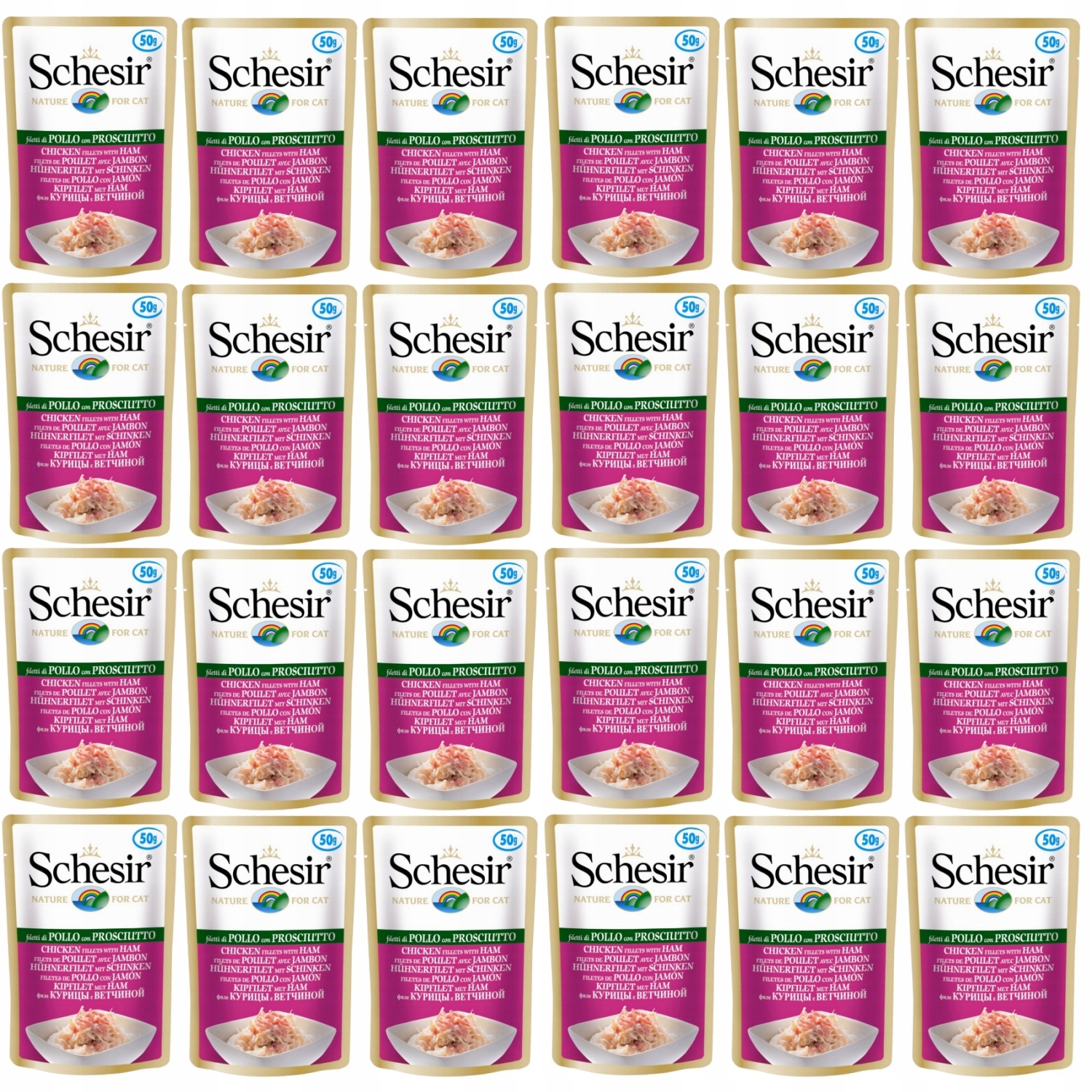 Schesir Mokra Karma Dla Kota Kurczak Szynka W Galaretce Saszetka 24x50g