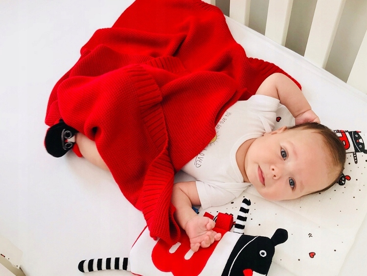 LULLALOVE Bawełniano Bambusowy Koc Tkany 80x100cm Czerwony Kod producenta 5902633254308