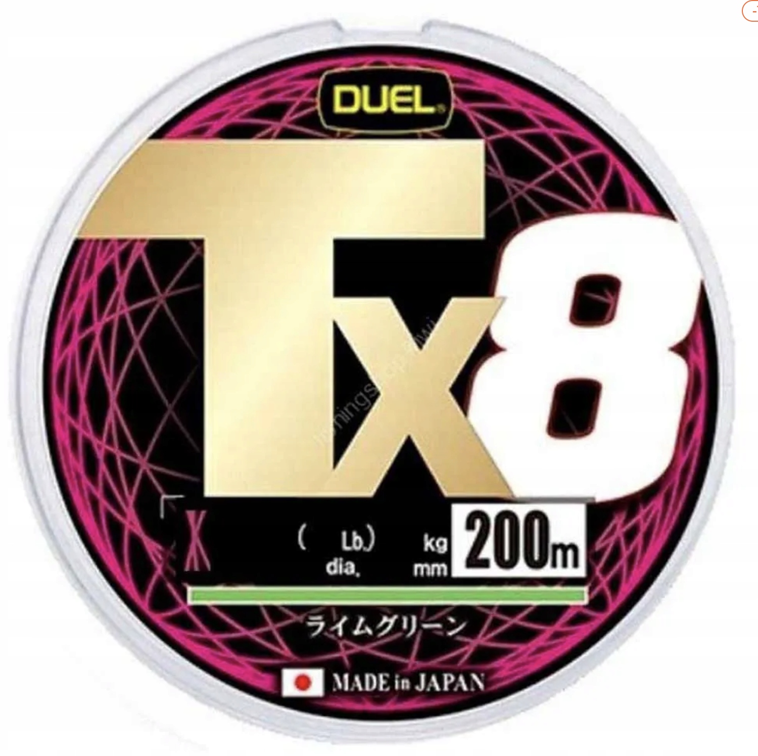 Plecionka Duel Tx8 #0.8 17lb (7.7kg) 200m Lime green