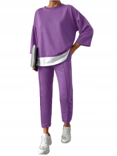 KOMPLET DRESOWY DAMSKI FIOLETOWY CASUAL L ŁOA