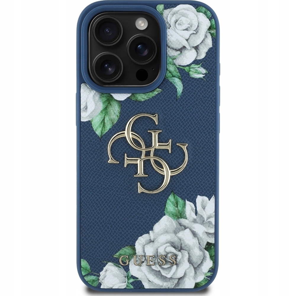 Pouzdro Guess pro iPhone 16 Pro z eko kůže s květinovým kryt na telefon