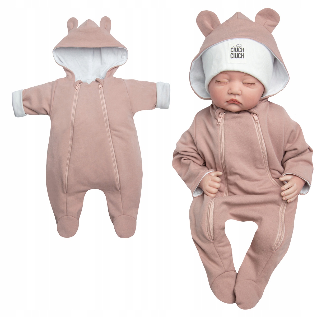 KOMBINEZON DLA NOWORODKA wcześniak PUDROWY RÓŻ 50