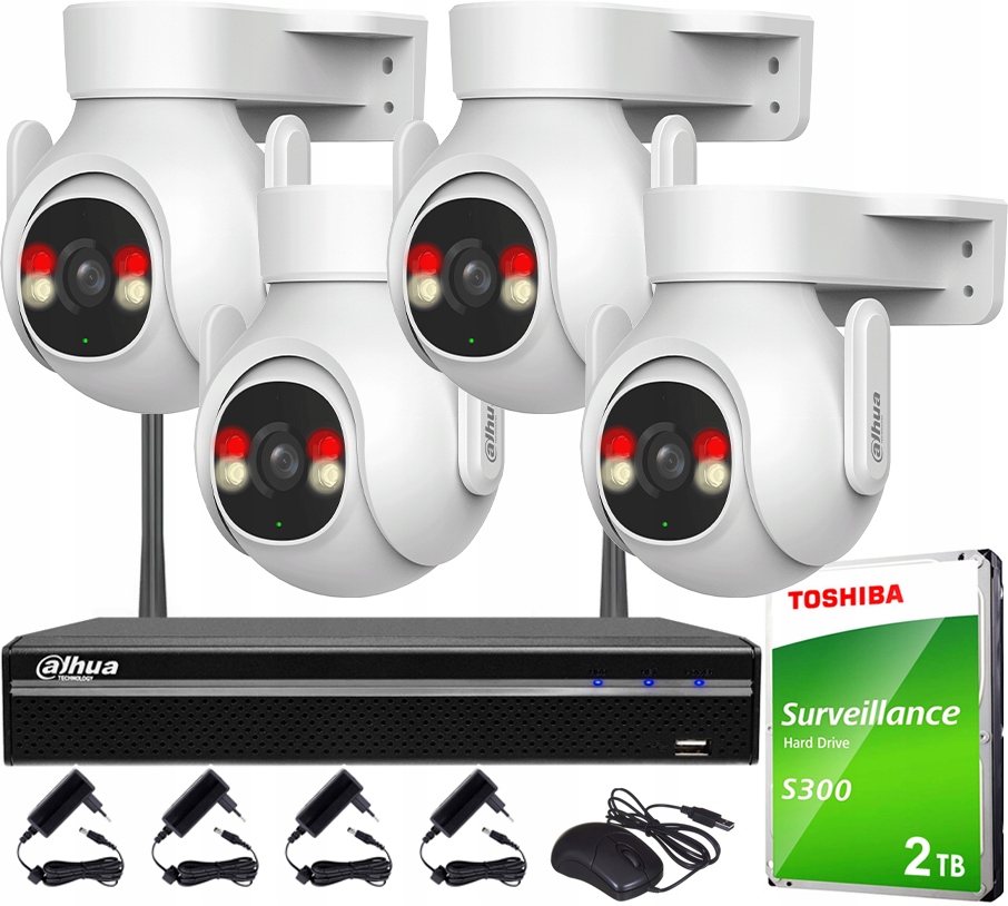 Monitorování Wifi 5MPx Dahua 4 Kamery P5B-PV Externí Dual Light Hdd 2TB