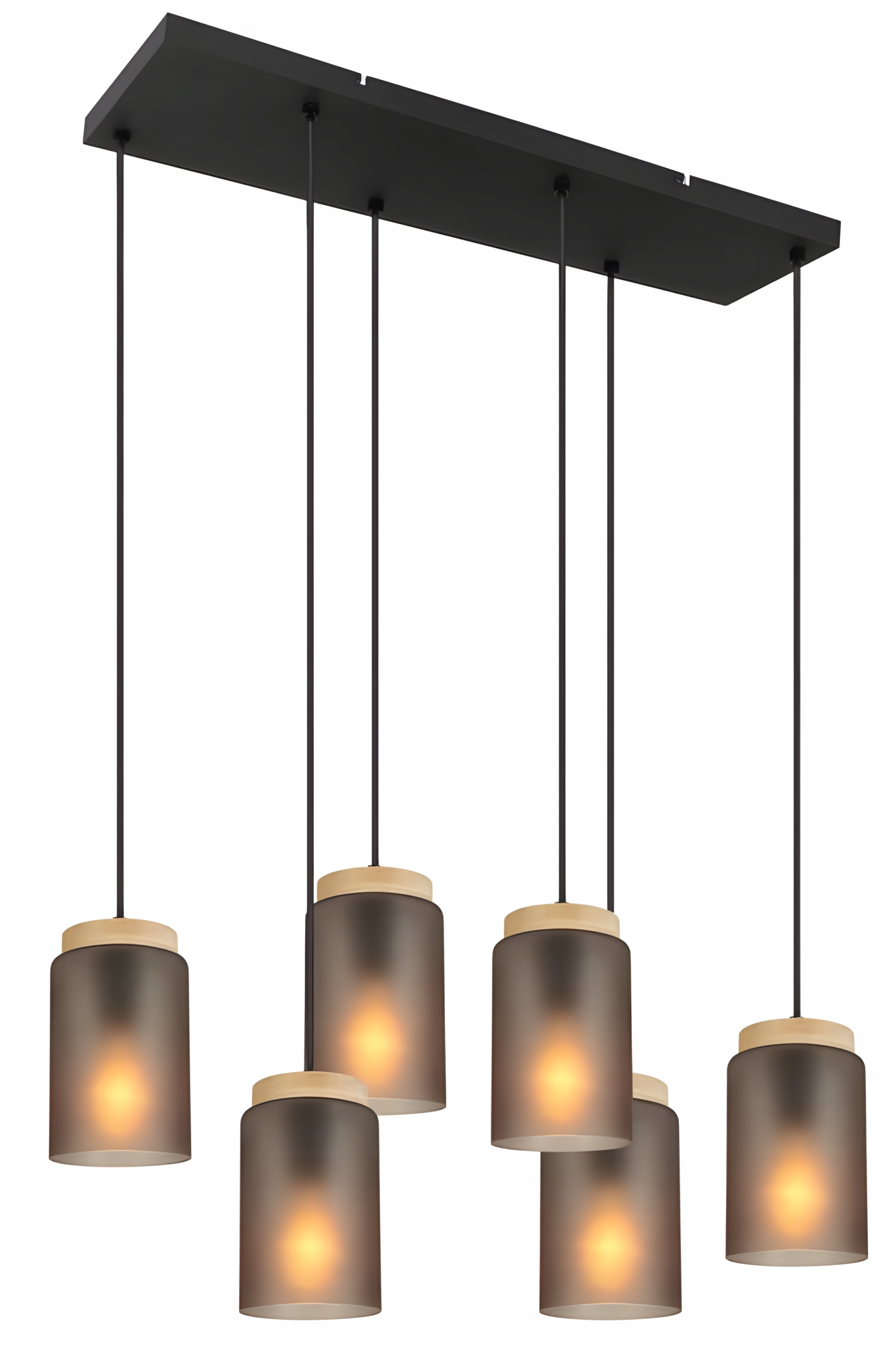 Šesť Závesných Stropných Lamp V Štýle Loft Z Mrazeného Skla E27