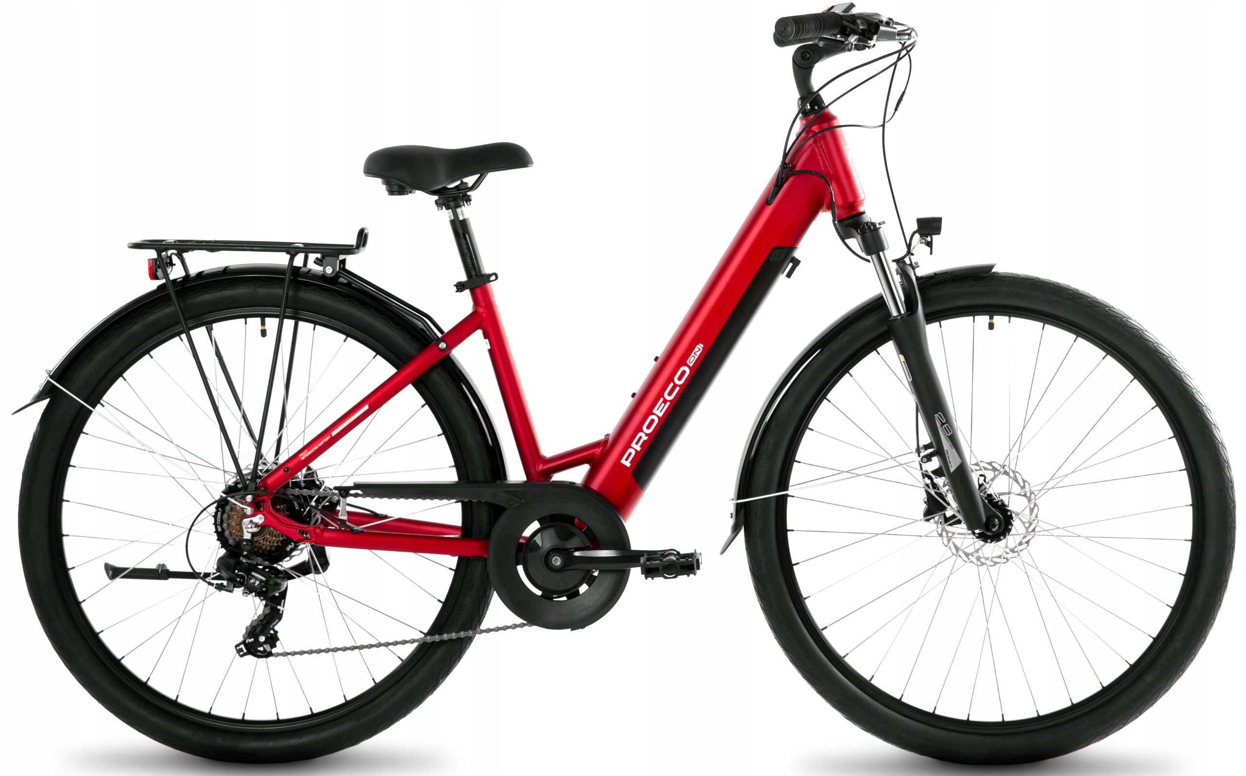 Rower elektryczny Romet Proeco rama 17 cali koło 28" czerwony 250 W