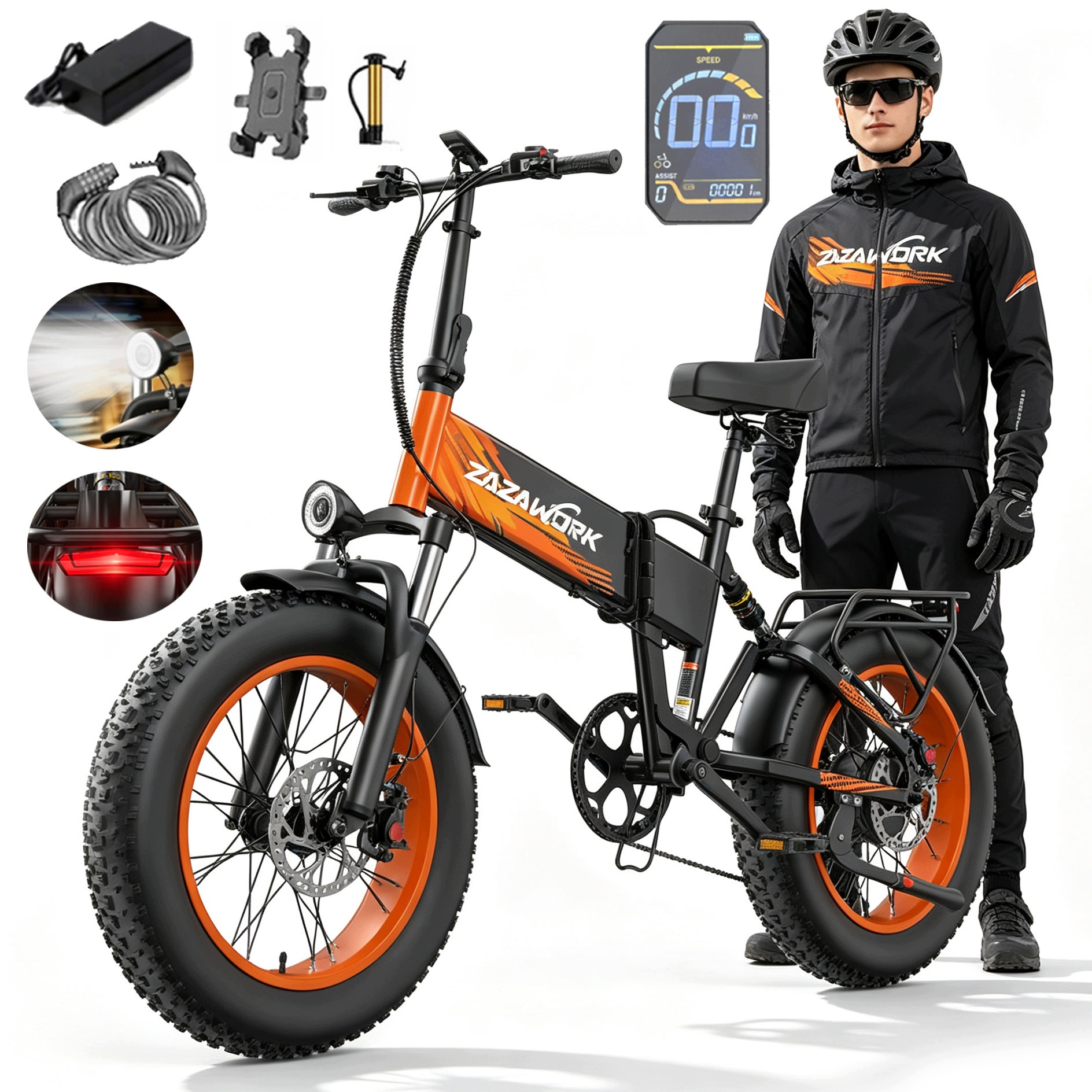 Skládací Elektrokolo pro dospělé 48V20AH 120KM 20*4.0" 7-rychlostní