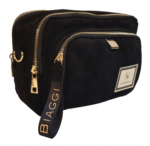 

Torebka listonoszka Laura Biaggi czarna zamsz