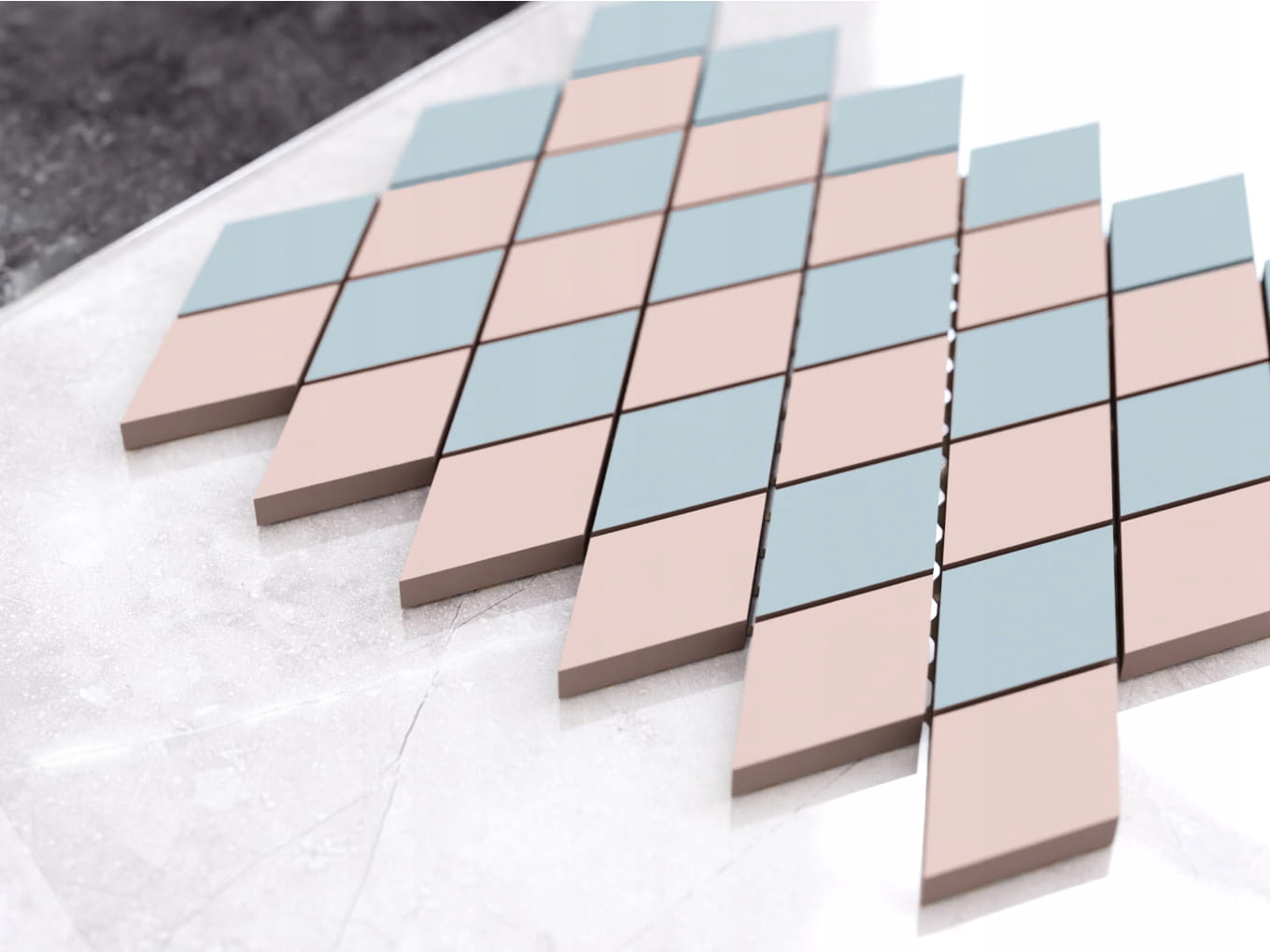 MOZAIKA GRESOWA KARO ROMB BLUE-PINK MATOWA Typ mozaika