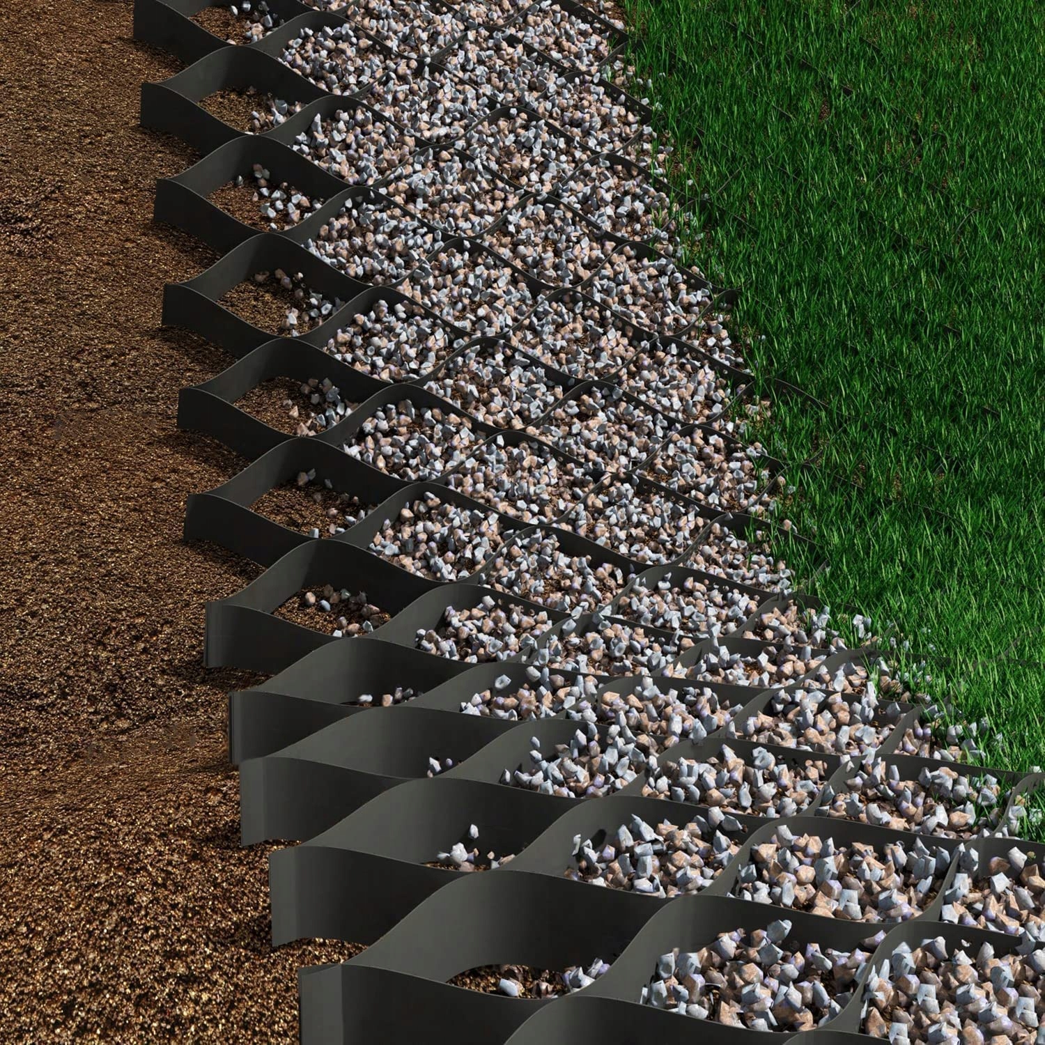 GEOSIATKA NA SKARPĘ PODJAZD-OGRÓD 2.5cm + SZPILKI Długość 350 cm