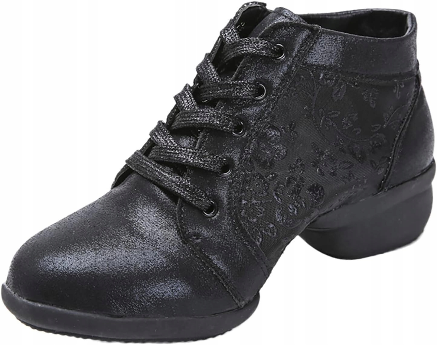Czarne buty taneczne z połyskiem sznurowane antypoślizgowe koronka r. 40