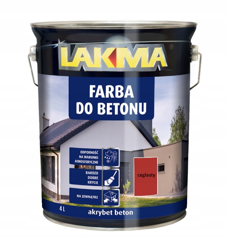 Akrybet Beton Lakma Farba Akrylowa Kolor Ceglasty 4 L