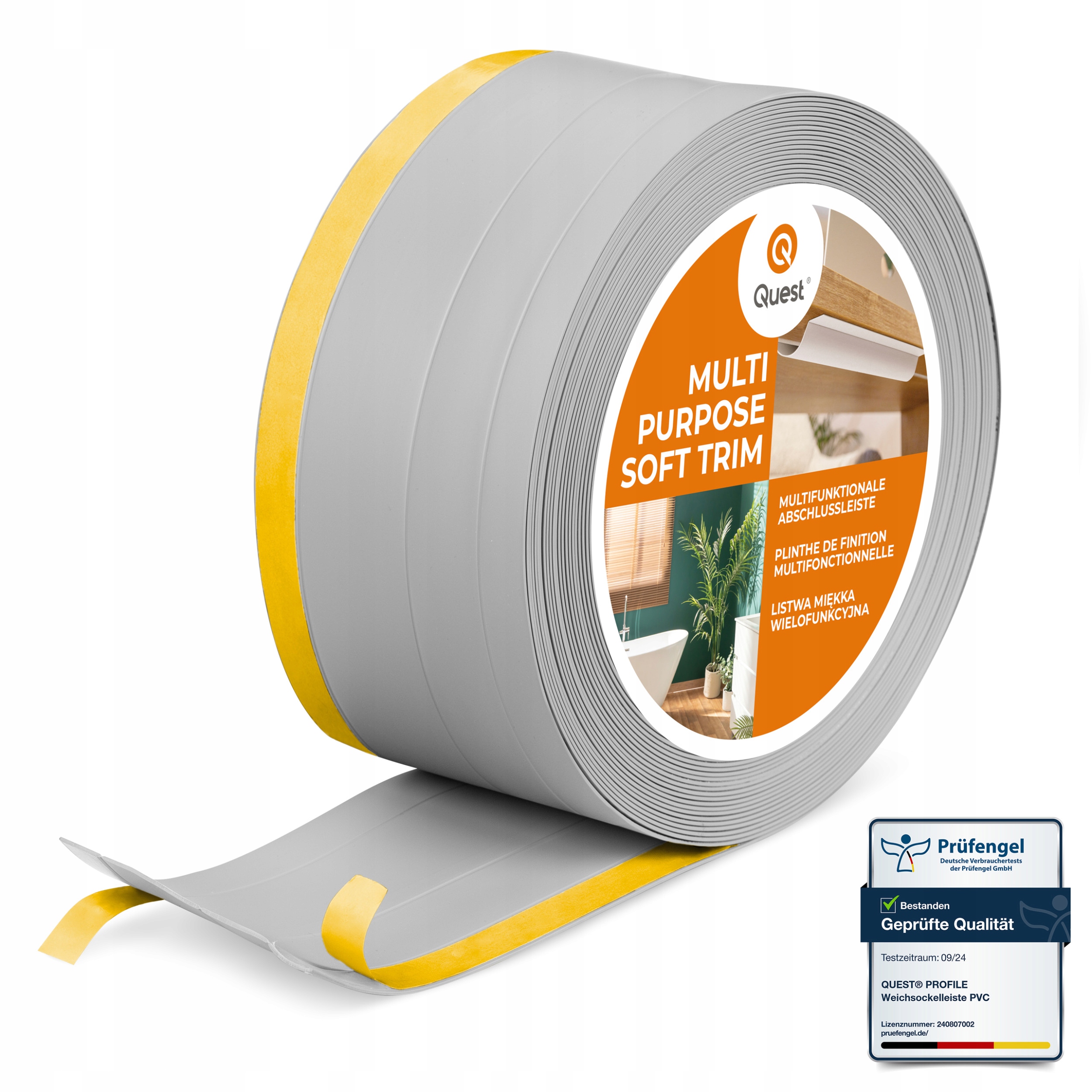 Pvc dokončovacia lišta 4in1 samolepiaca, šedá 120 mm, 15 m, W2
