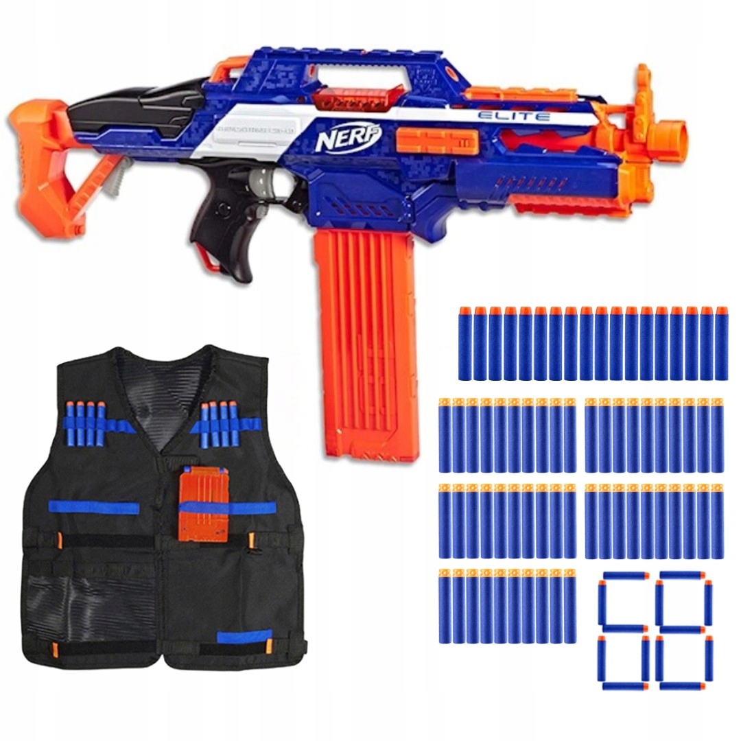 NERF ELITE RAPIDSTRIKE + KAMIZELKA + 50 STRZAŁEK