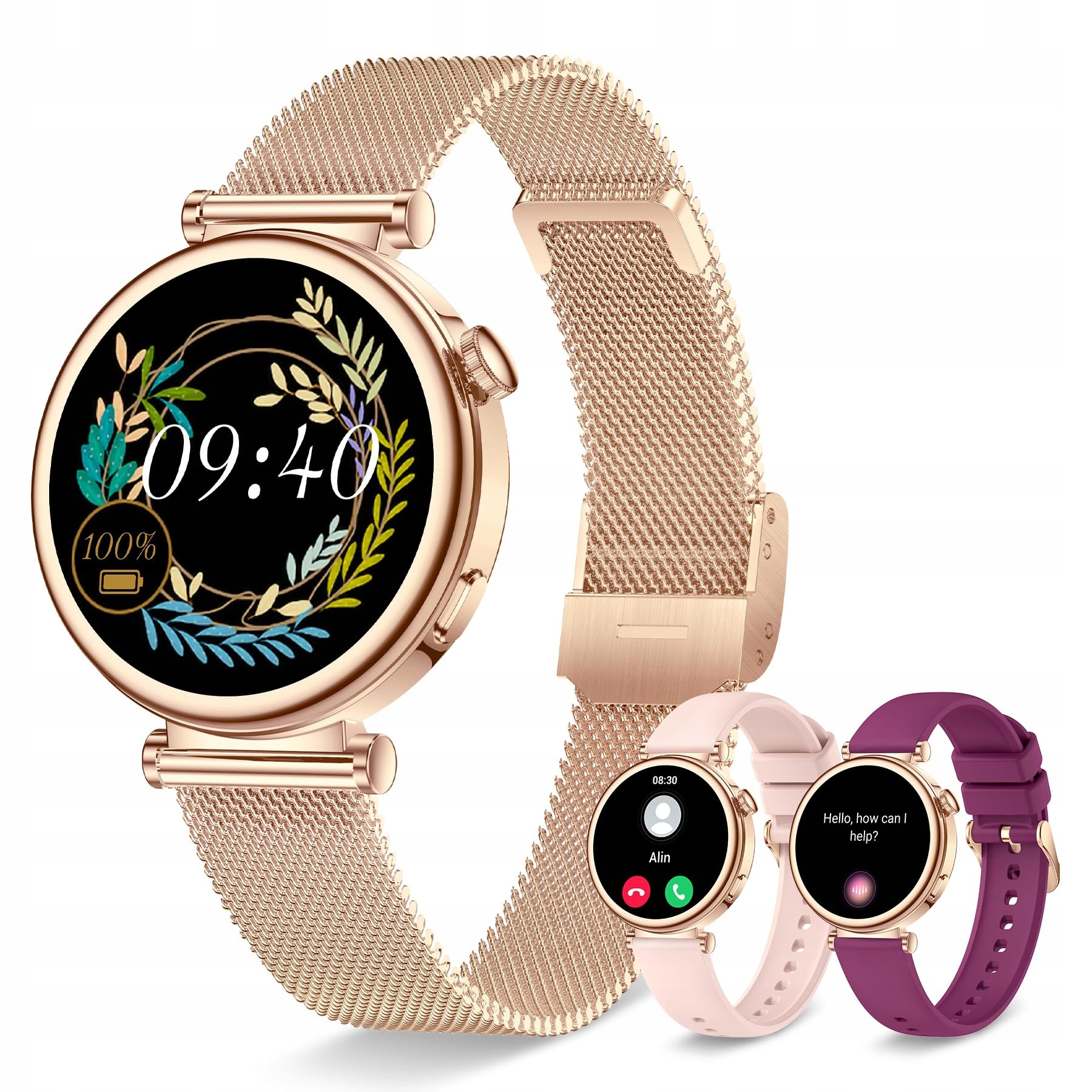 Okosóra Női karóra 41 mm rozé arany képernyő 1,27 Hd Lengyel Menü