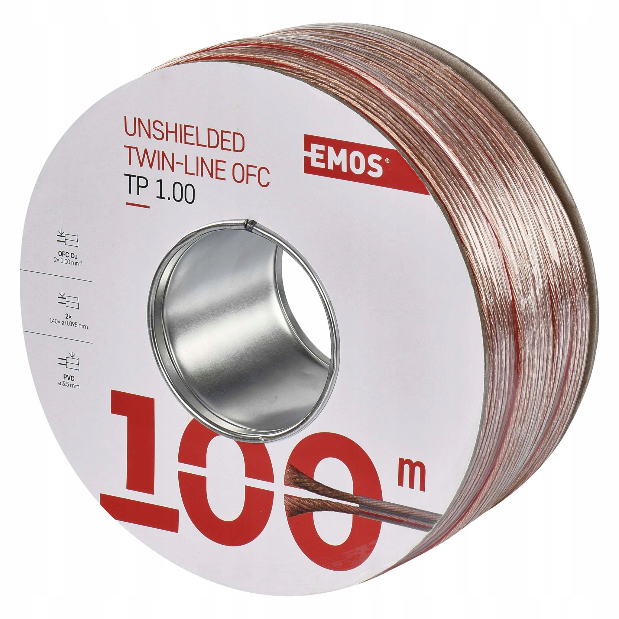 Emos reproduktorový kabel 2x1,0 mm² 100 m
