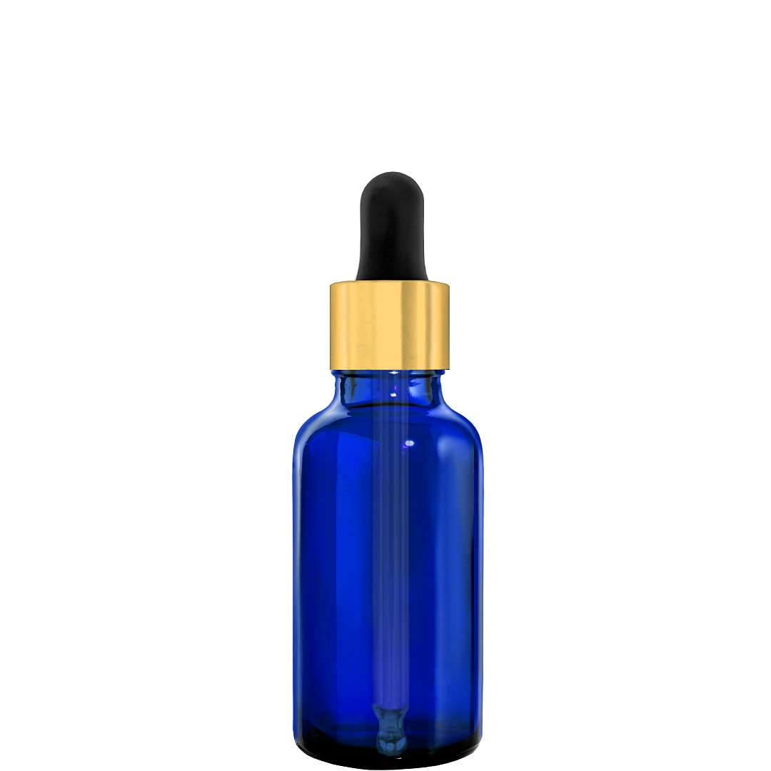 

Butelka Szklana 50ML Niebieska Z Pipetą Złoto Czar