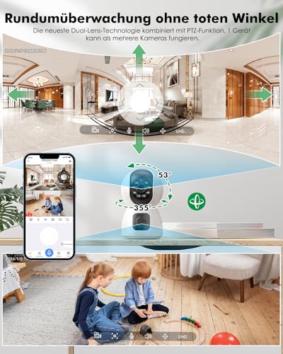 YESYAMO Kamera Wewnętrzna 4MP 360° PTZ Dualna 5Ghz WiFi Niania Audio — miniatura 4