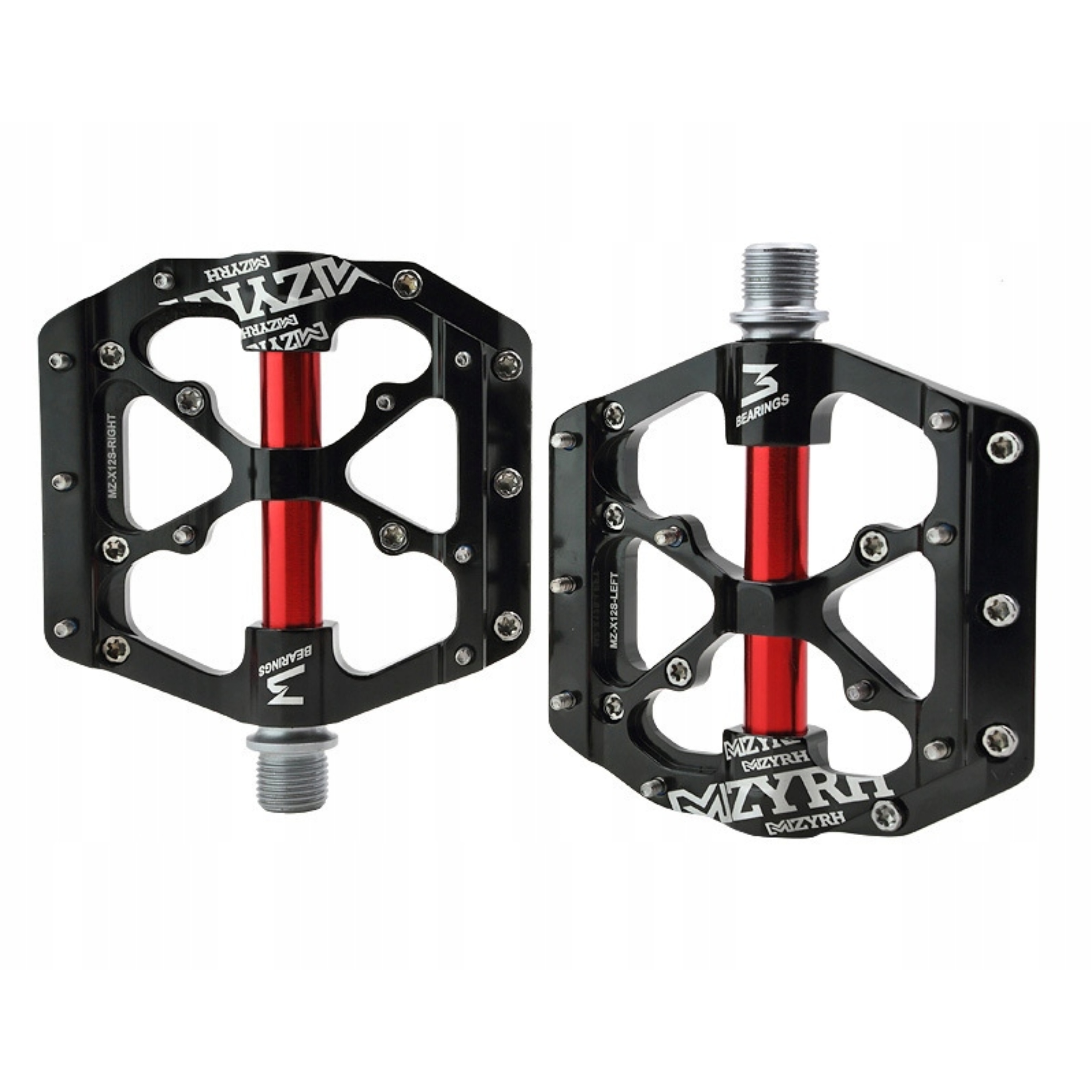 Pedały Platformowe Rowerowe Mzyrh Aluminiowe Czarne 3 Łożyska Maszynowe