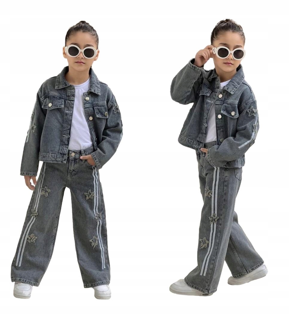 Katana spodnie jeans bluzka komplet 3 części rozm.11-12/146-152
