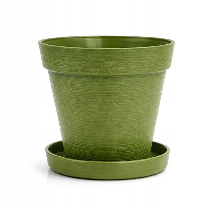 Doniczka LOFT 12 cm + Dopasowana Podstawka, Stylowy Zestaw EKO, OLIWKA