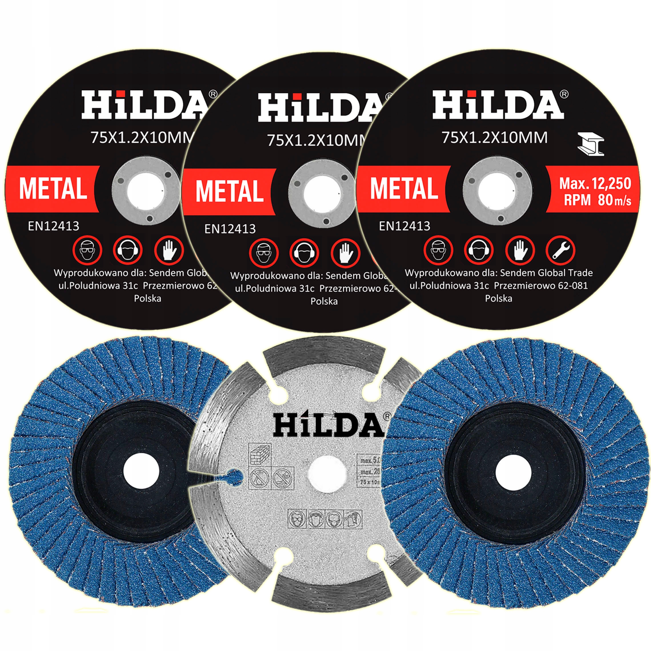TARCZE DO SZLIFIERKI 75 76 MM DO STALI METALU CIĘCIA LISTKOWA ZESTAW 6