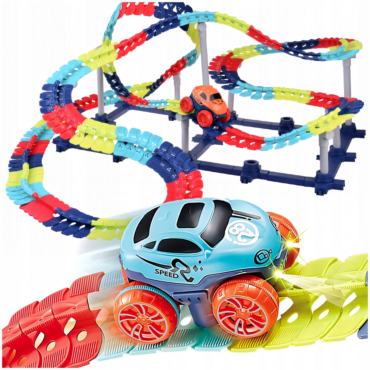 Elastyczny Tor Wyścigowy Giętki Changeable Track Autko Led Długi 291 el.