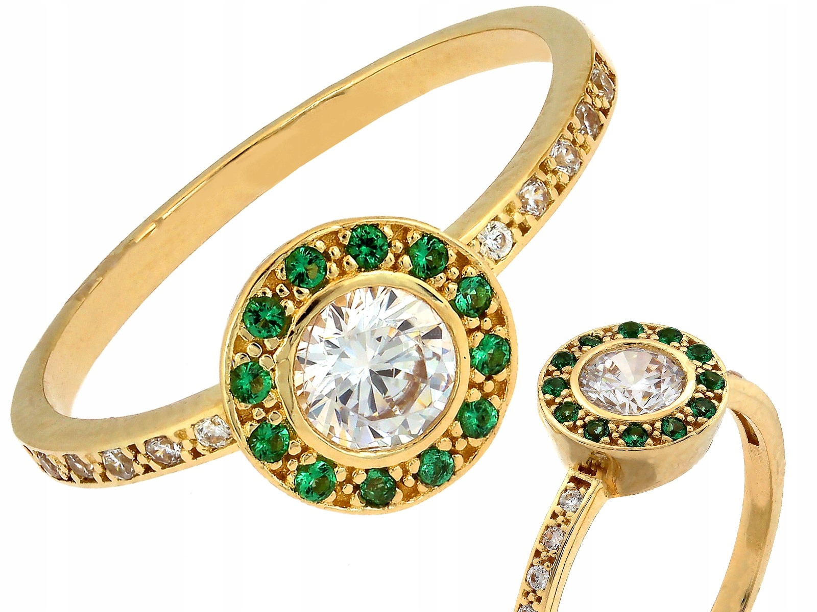 Prstýnek 585 markýza se zelenými zirkony 2.07 r 18 Rainbow