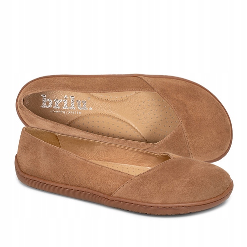 Brilu Polskie Damskie Skórzane Baleriny Barefoot Havana Brązowe 37