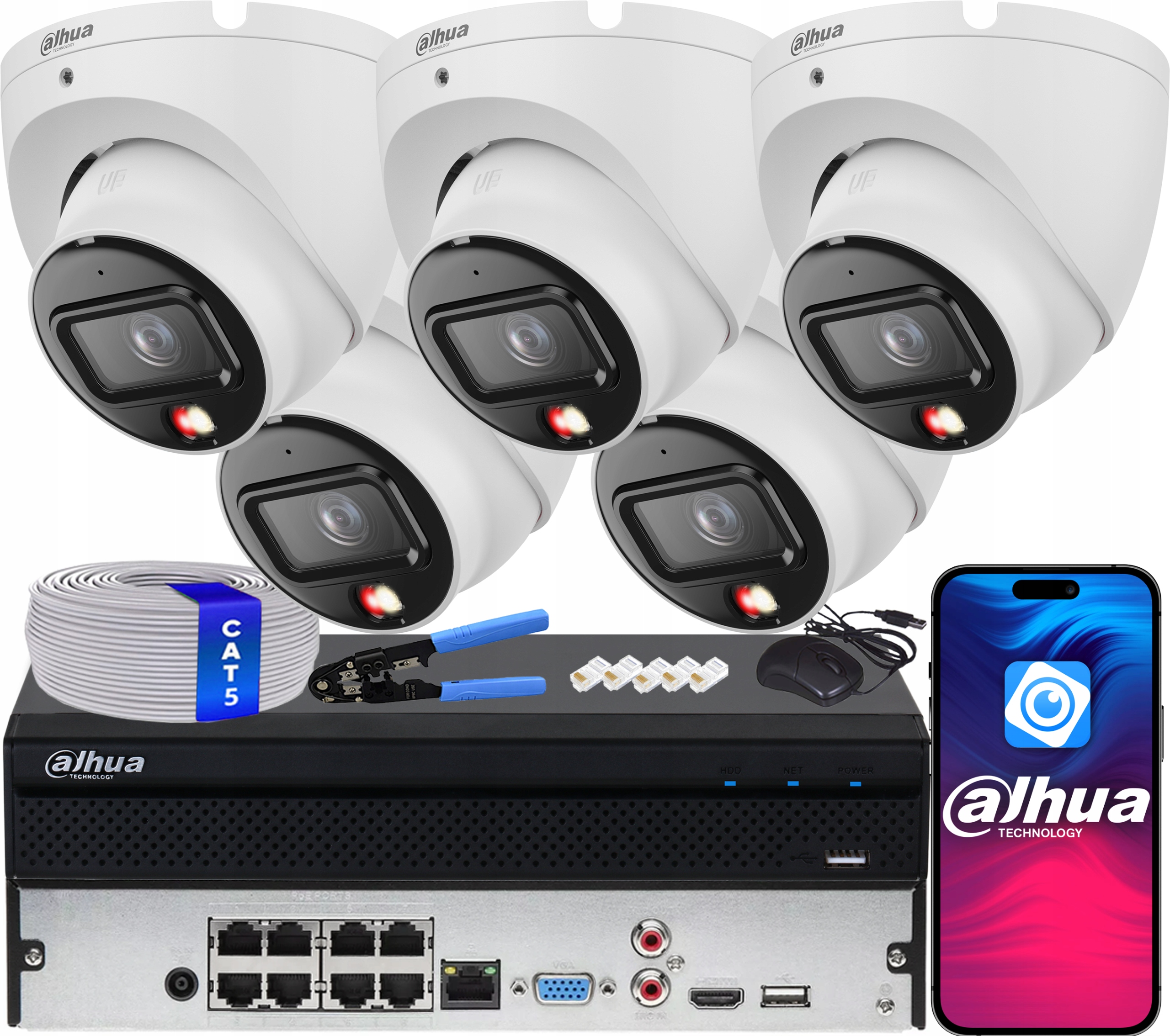 Ip monitorovací sada 5x IPC-HDW1839T-A-IL Smart Dual Light 8.3Mpx 4K Dahua